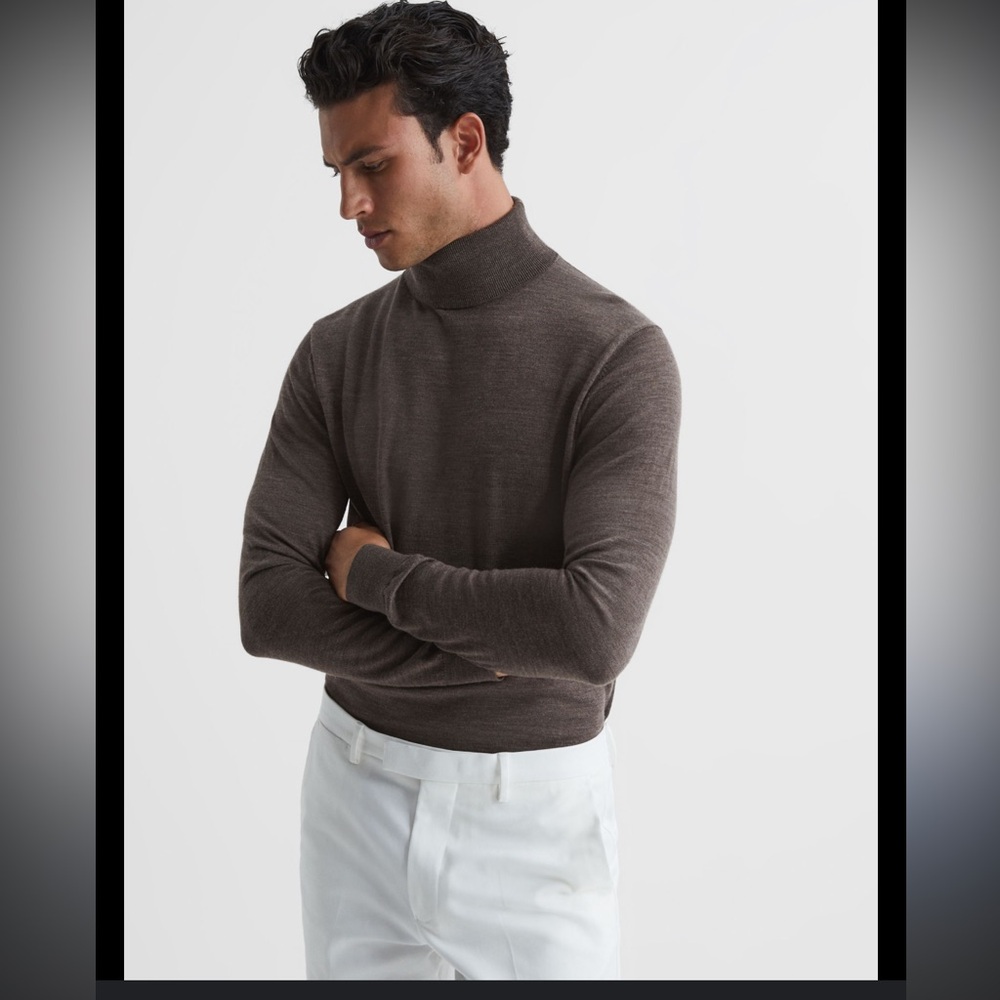 REISS Caine Merino Wool Blend Turtleneck Sweater